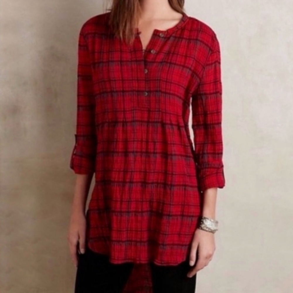 HOLDING HORSES Half Penny Red Plaid Tunic
